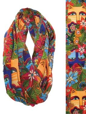 NWT! Laurel Burch Eva Cats Infinity Scarf
